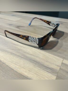 Bvlgari 4019-B Vintage Tortoise Crystal Sunglasses - Dark Havana